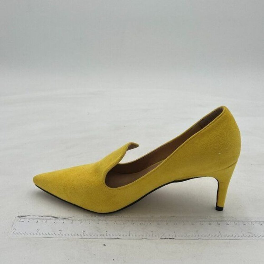 YDN Women's Mid Heels Slip on Loafer Stilettos Pumps Pointy Toe Slide Suede Prom